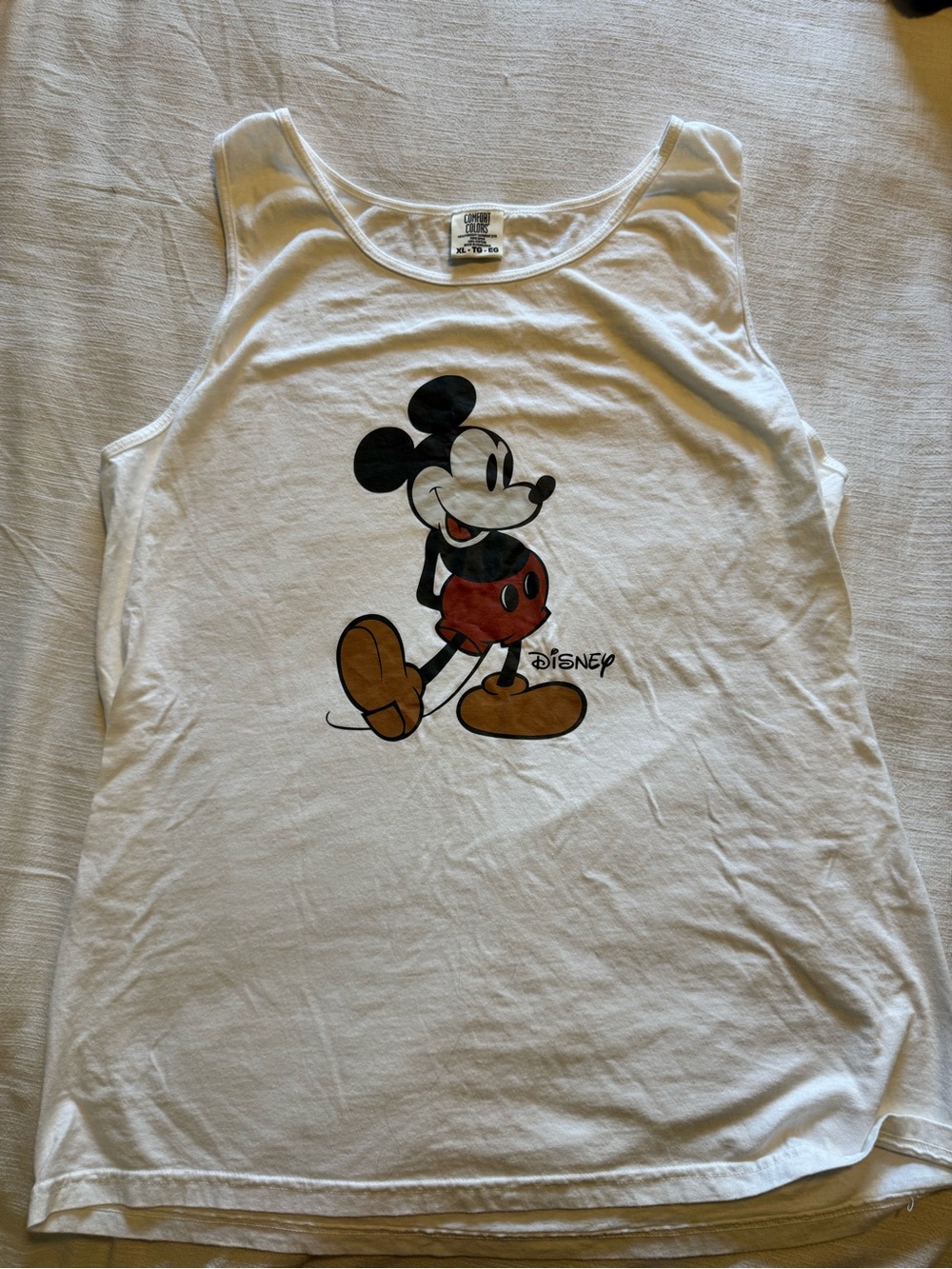 Disney Comfort Colors White XL Adult Tank Top with Classic Mickey Graphic